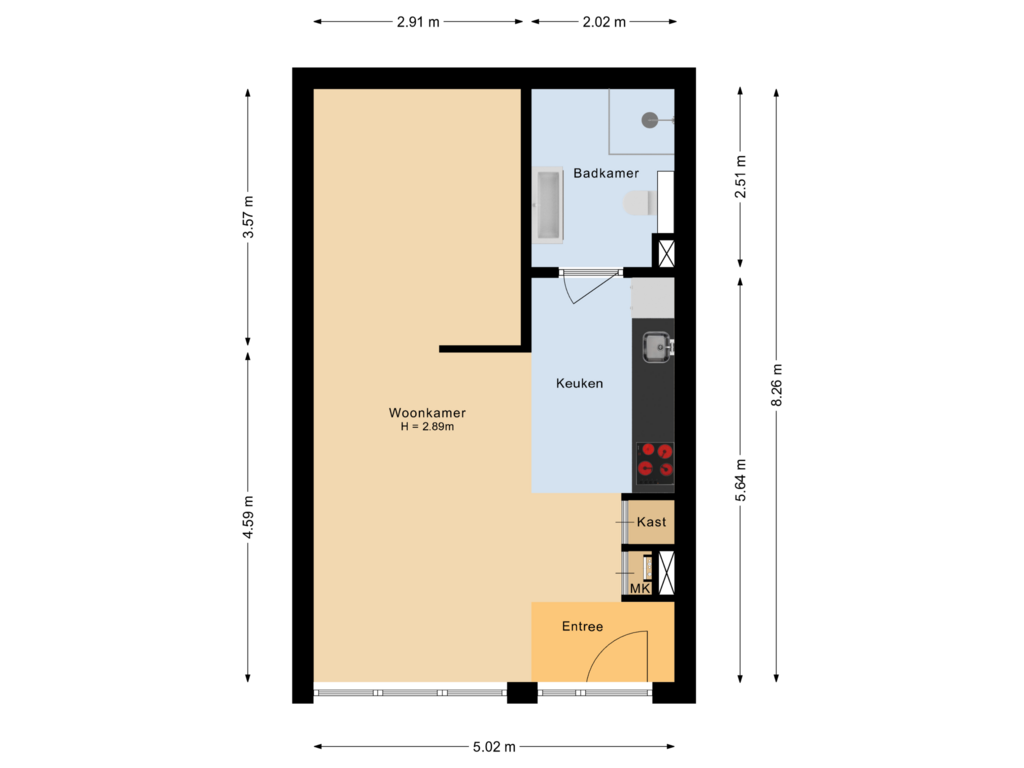 Bekijk plattegrond van Appartement van Stadhuisstraat 68-C