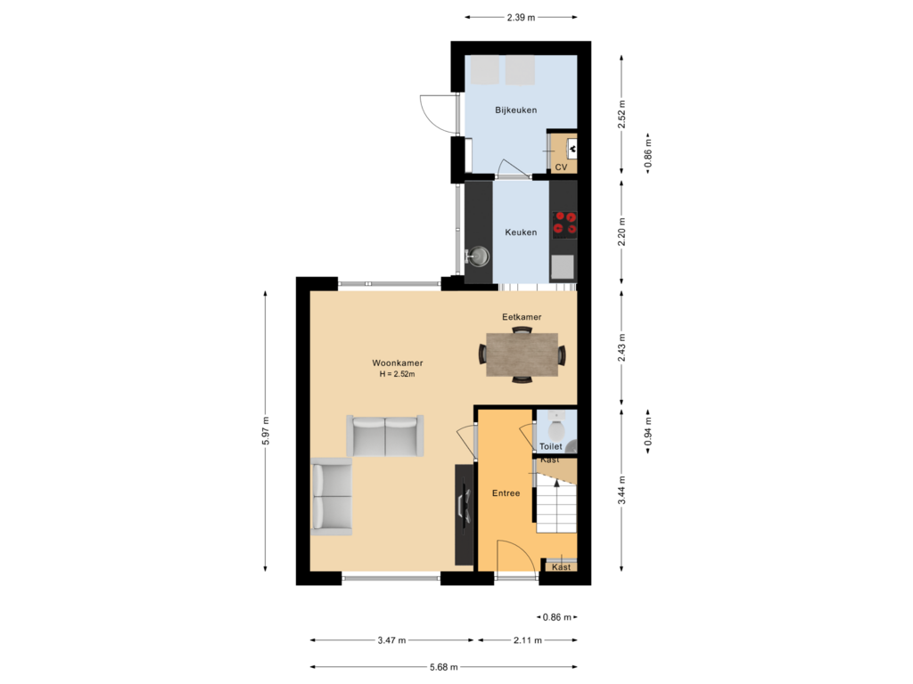 Bekijk plattegrond van Begane grond van Burg Vogelaarstraat 21