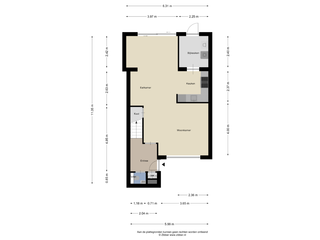 Bekijk plattegrond van Begane Grond van Zaanstraat 2