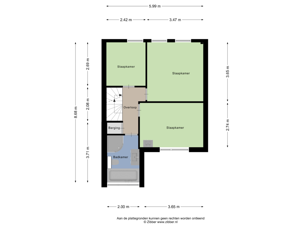 Bekijk plattegrond van Eerste verdieping van Zaanstraat 2