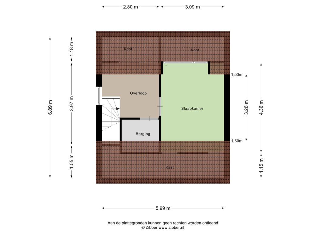 Bekijk plattegrond van Tweede verdieping van Zaanstraat 2