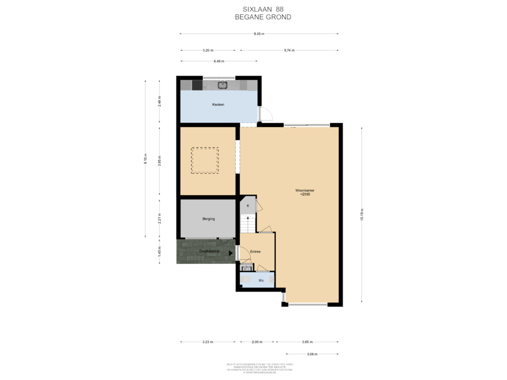 Bekijk plattegrond van Begane  grond van Sixlaan 88