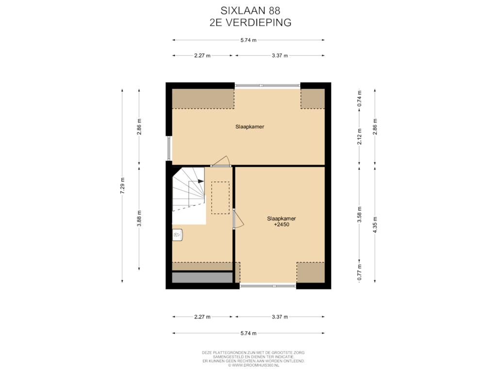 Bekijk plattegrond van 2E Verdieping van Sixlaan 88