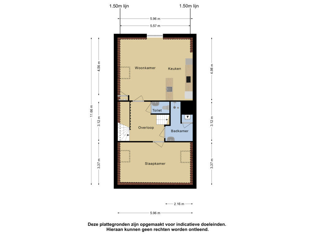 View floorplan of 1e Verdieping of Zuidwal 30-A