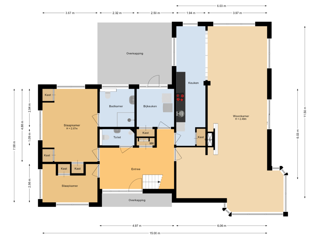 View floorplan of Begane grond of Kwikstaart 5