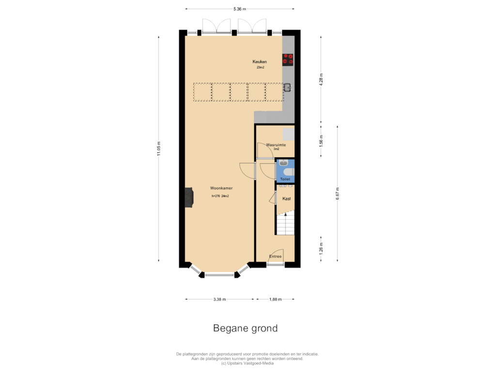 Bekijk plattegrond van Begane grond van Waterweg 186