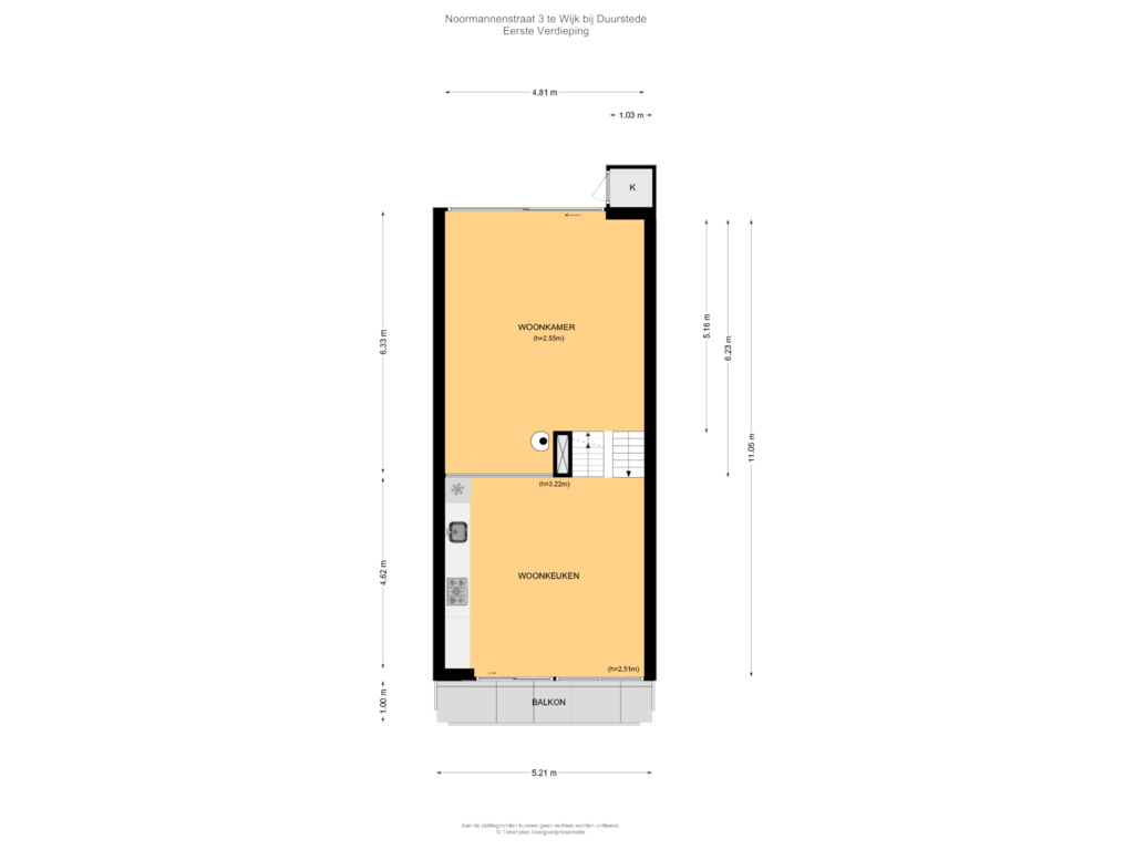 Bekijk plattegrond van Eerste Verdieping van Noormannenstraat 3