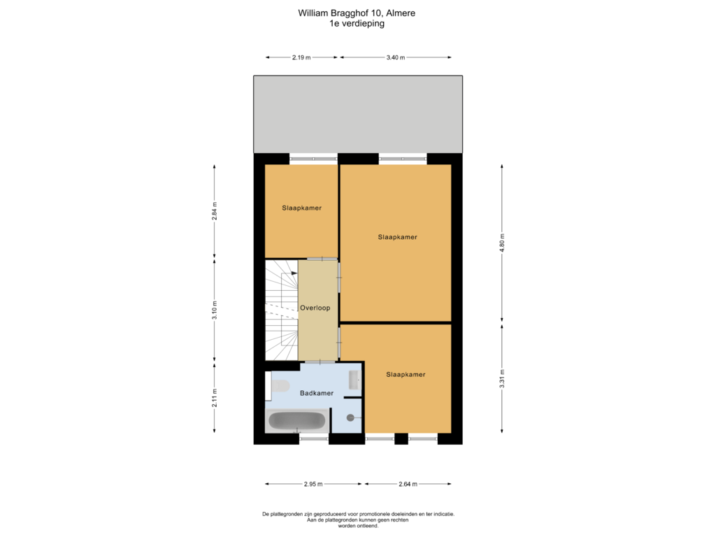 Bekijk plattegrond van 1e verdieping van William Bragghof 10