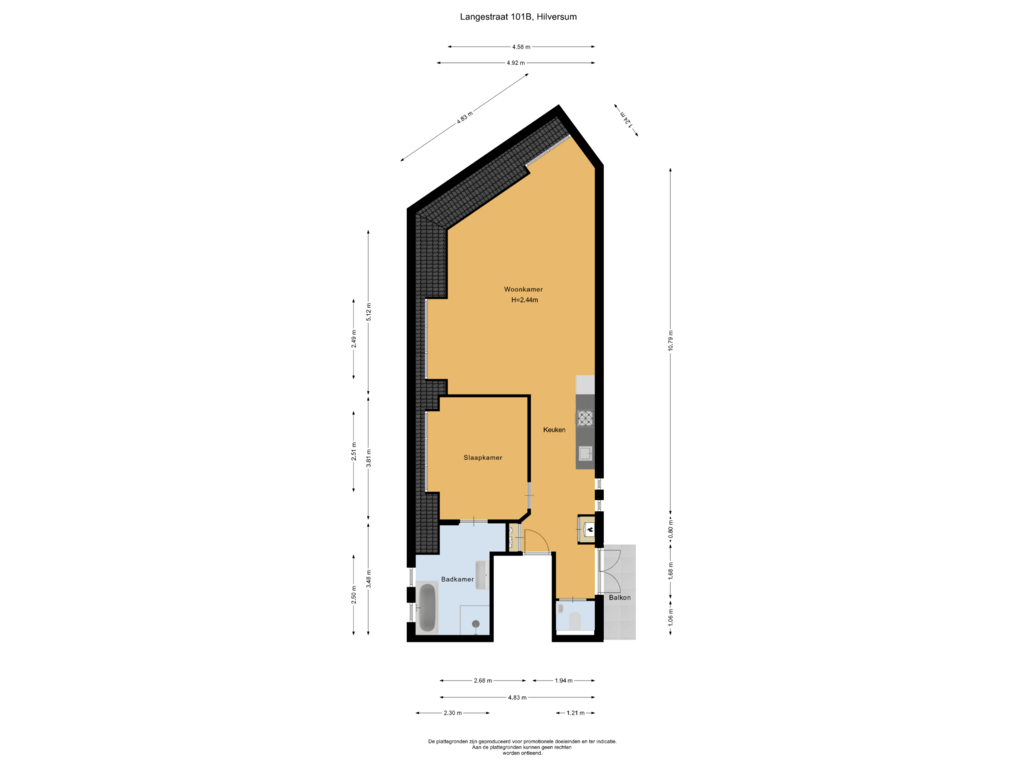 View floorplan of 1 Floorplan of Langestraat 101-B