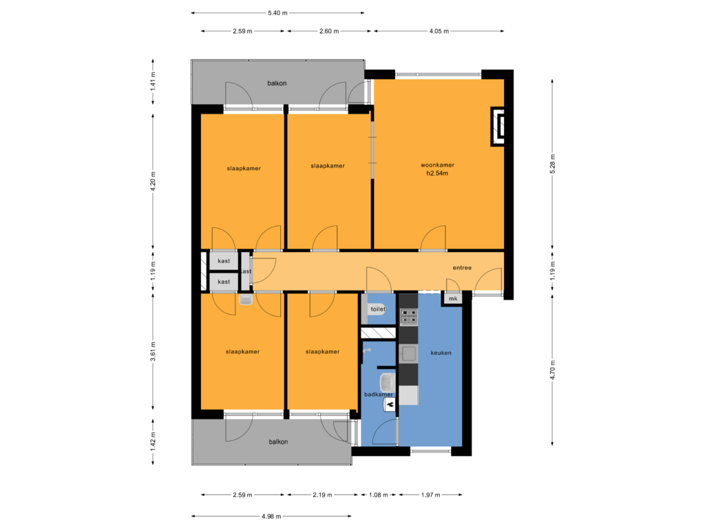 Bekijk plattegrond van Appartement van Jacob van Campenstraat 9