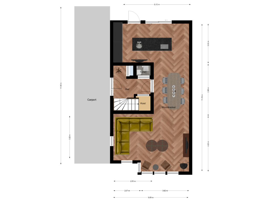 Bekijk plattegrond van Begane grond van Bogaard 38