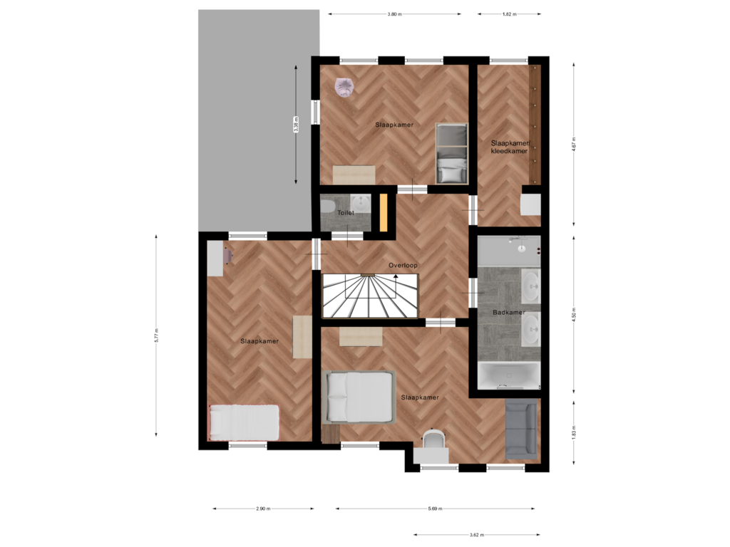 Bekijk plattegrond van Eerste verdieping van Bogaard 38