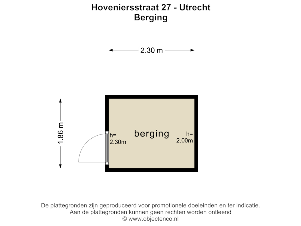 Bekijk plattegrond van BERGING van Hoveniersstraat 27