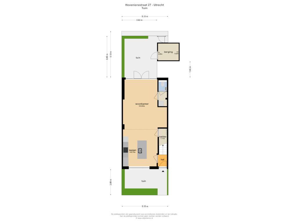 Bekijk plattegrond van TUIN van Hoveniersstraat 27