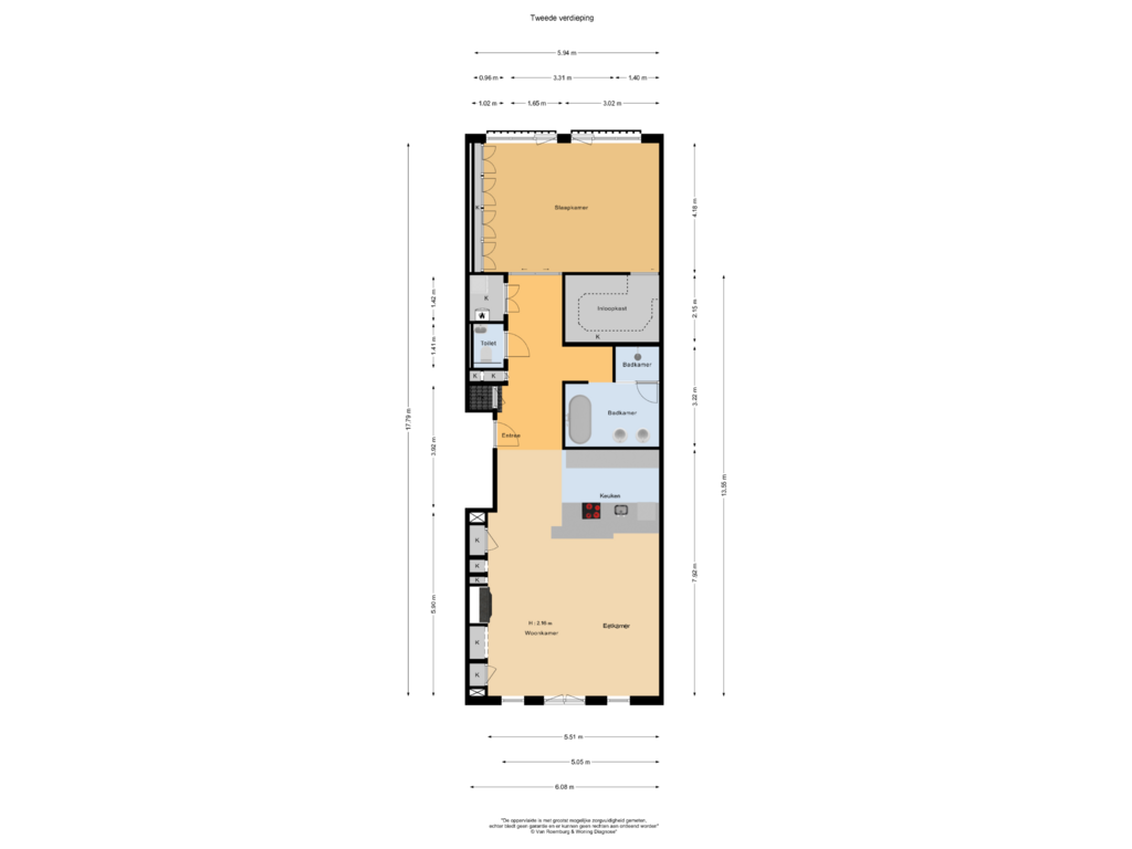 Bekijk plattegrond van Tweede verdieping van Brouwersgracht 268-C