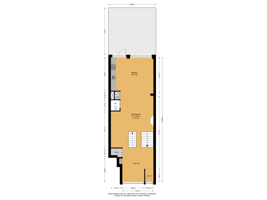 Bekijk plattegrond van Begane Grond Met Kavel van Rodenrijselaan 62-B