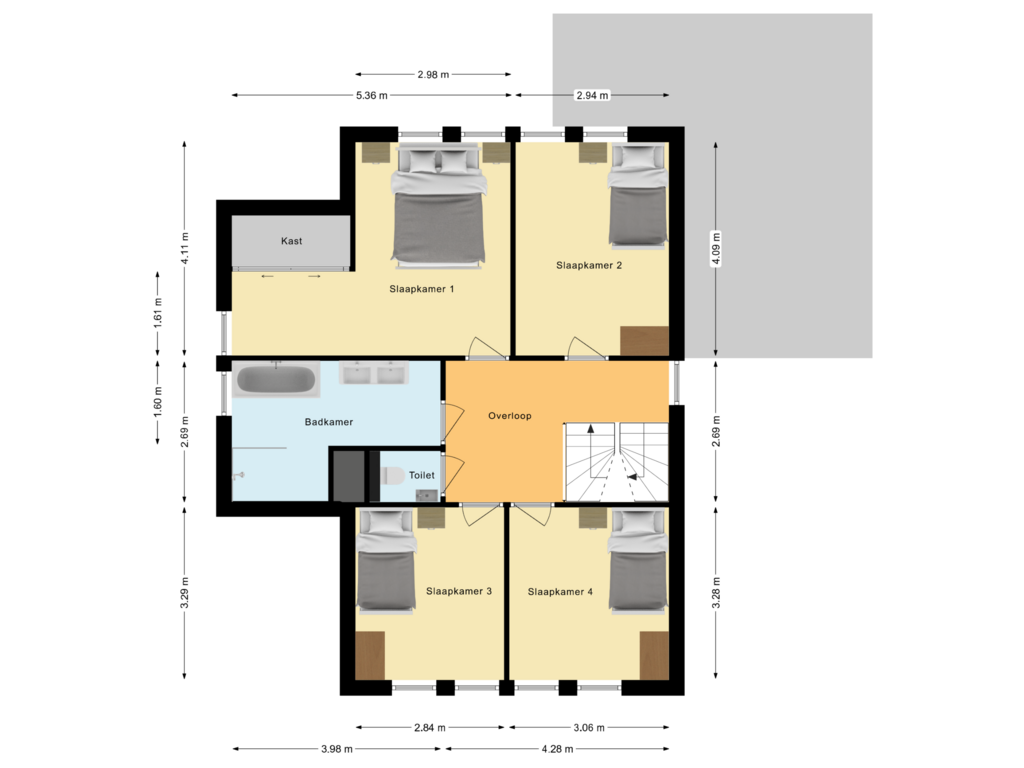 View floorplan of Eerste verdieping of Hendrikstraat 8