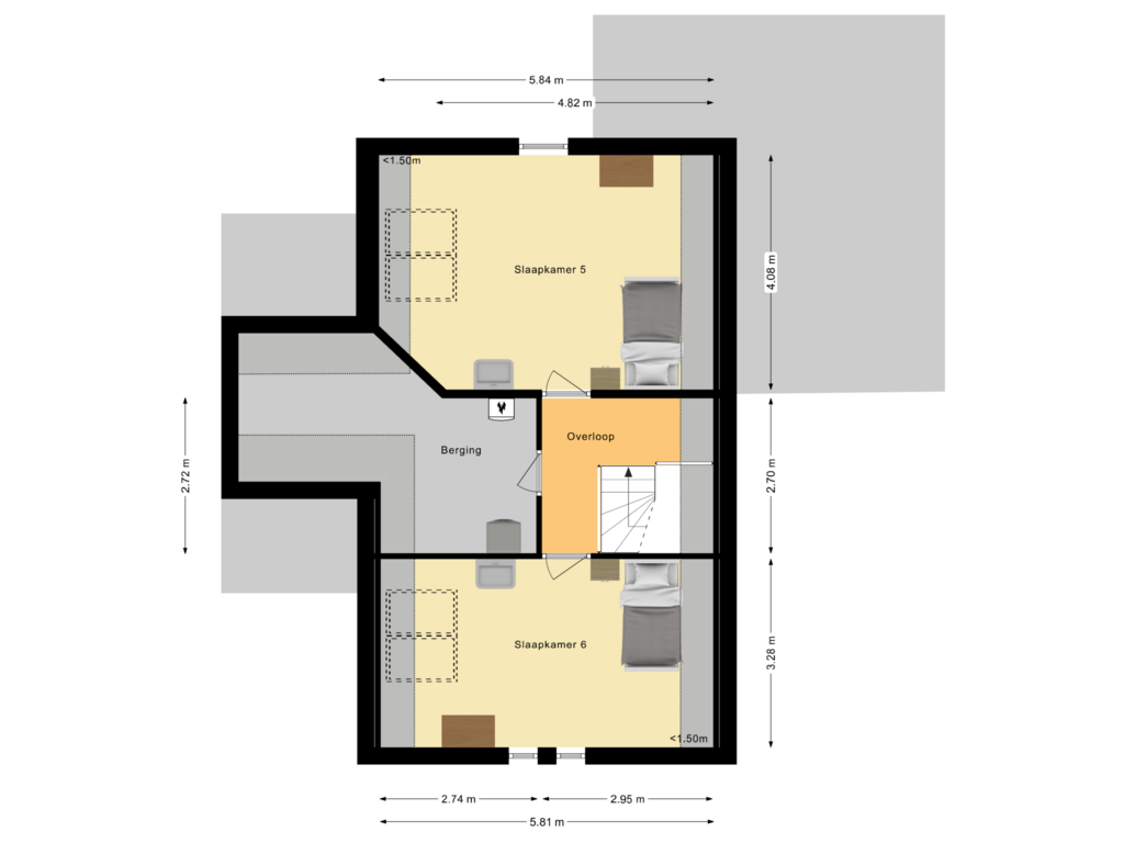 View floorplan of Tweede verdieping of Hendrikstraat 8