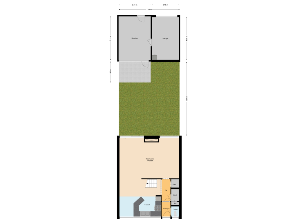 Bekijk plattegrond van Begane Grond Met Tuin van Purcelldreef 77