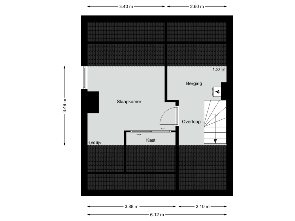 View floorplan of Tweede verdieping of Kerktiend 16