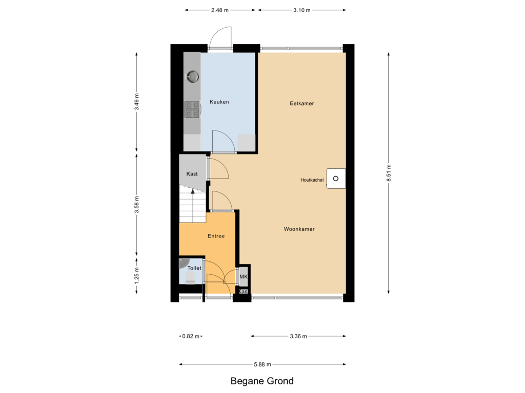 Bekijk plattegrond van Begane Grond van Bosbergstraat 60