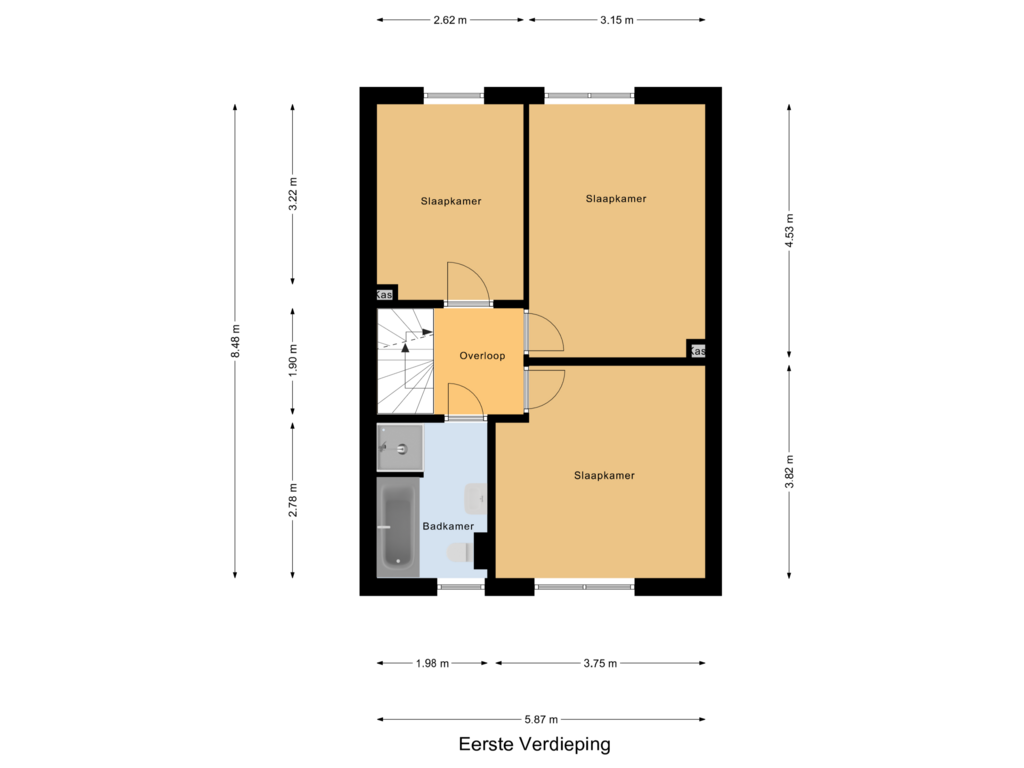 Bekijk plattegrond van Eerste Verdieping van Bosbergstraat 60