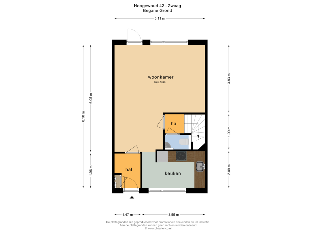 Bekijk plattegrond van Begane Grond van Hoogewoud 42