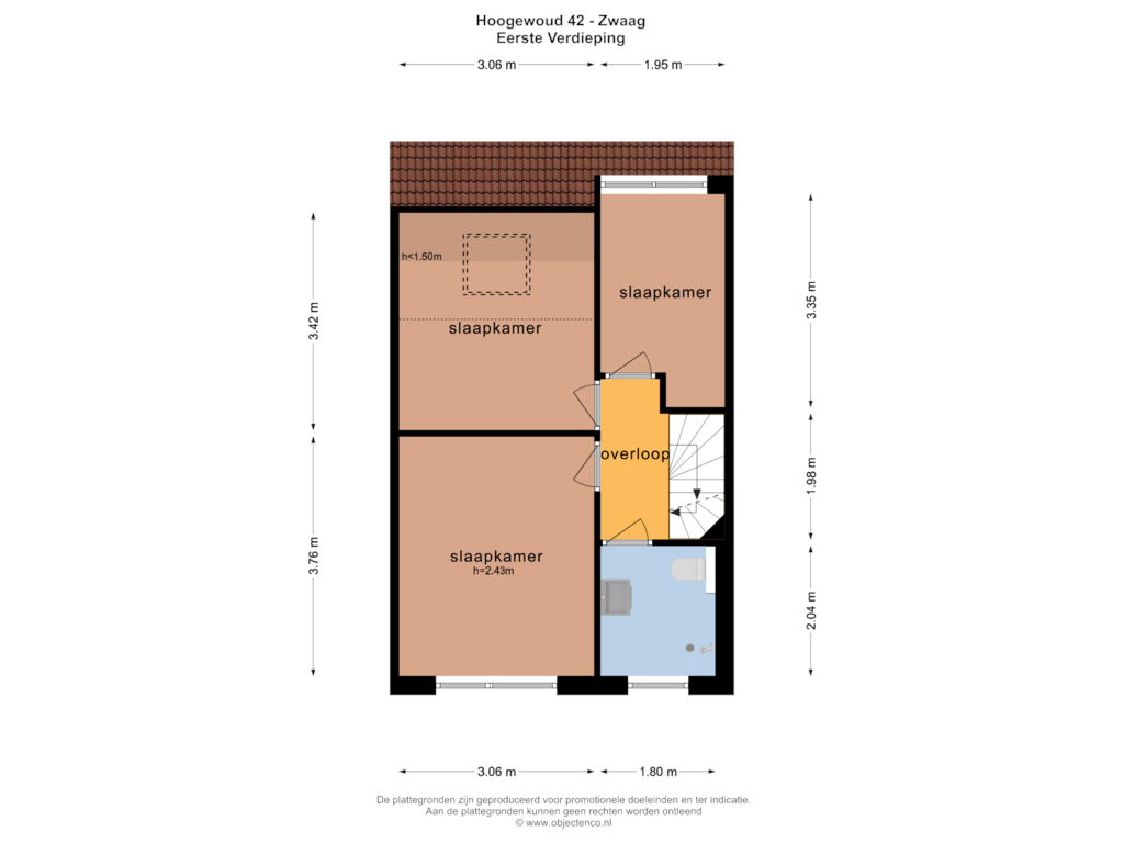 Bekijk plattegrond van Eerste Verdieping van Hoogewoud 42