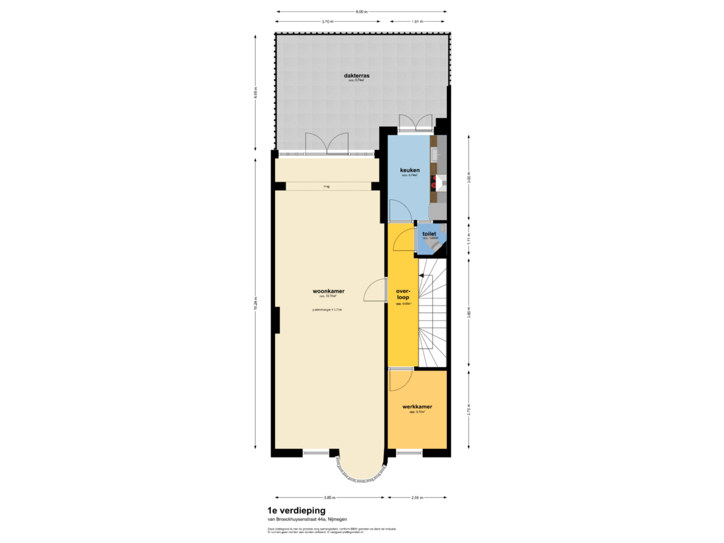 Bekijk plattegrond van 1e verdieping van van Broeckhuysenstraat 44-A