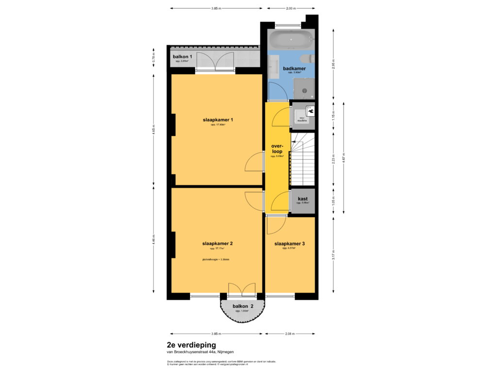 Bekijk plattegrond van 2e verdieping van van Broeckhuysenstraat 44-A