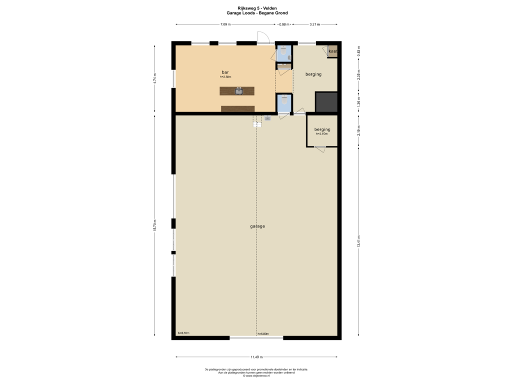 Bekijk plattegrond van GARAGE LOODS - BEGANE GROND van Rijksweg 5