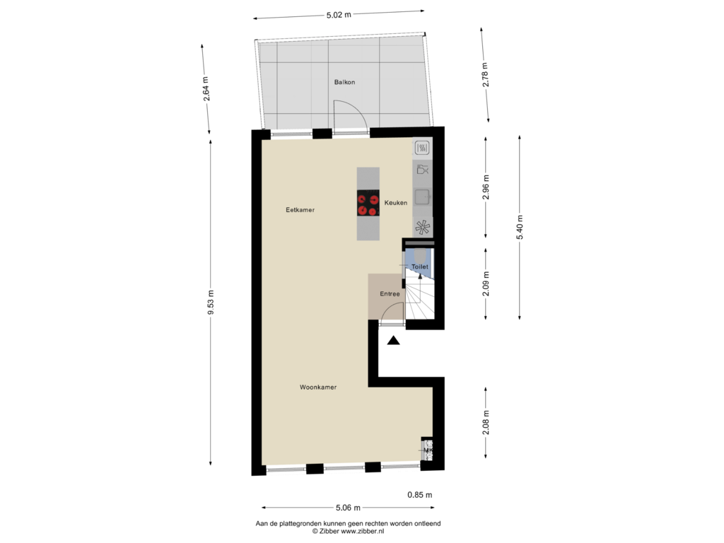 View floorplan of Eerste Verdieping of Albert Cuypstraat 59-1