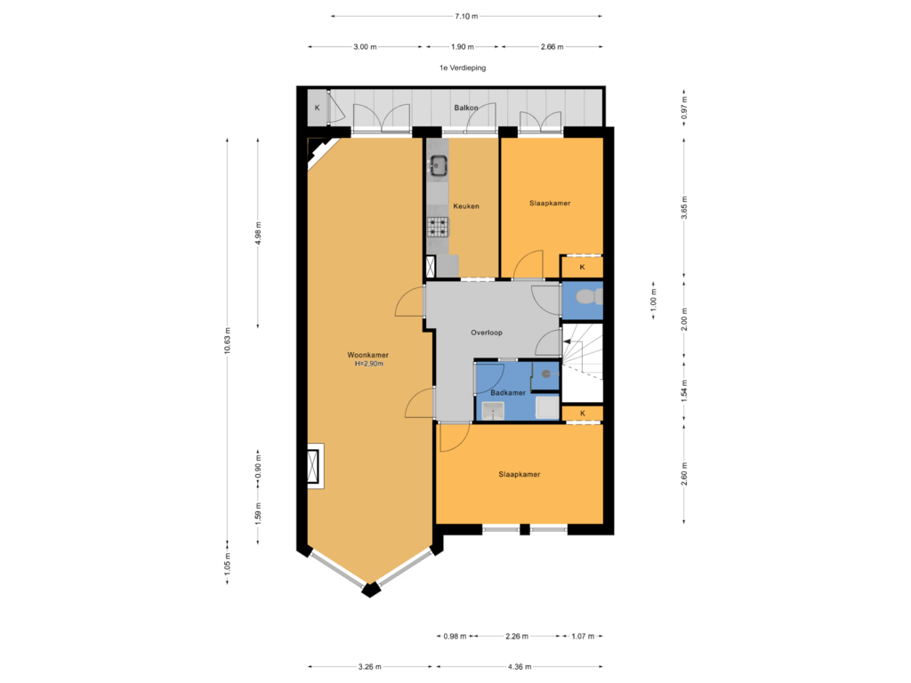 View floorplan of 1e Verdieping of Tulpstraat 109