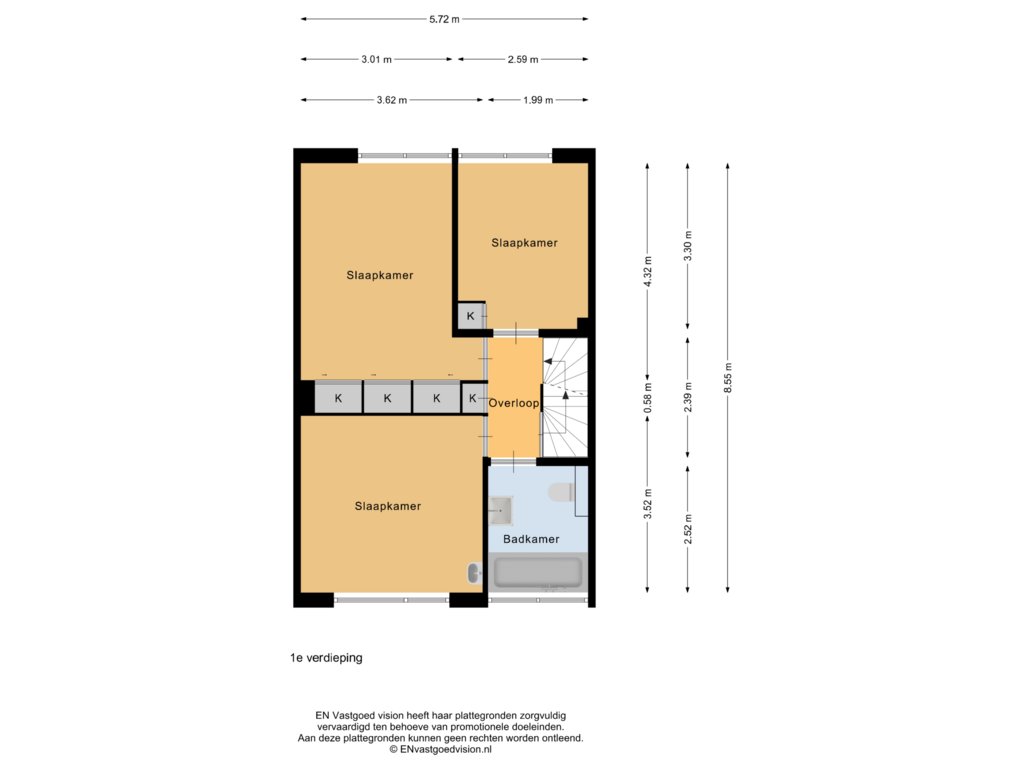 View floorplan of 1e verdieping of Benesserlaan 330