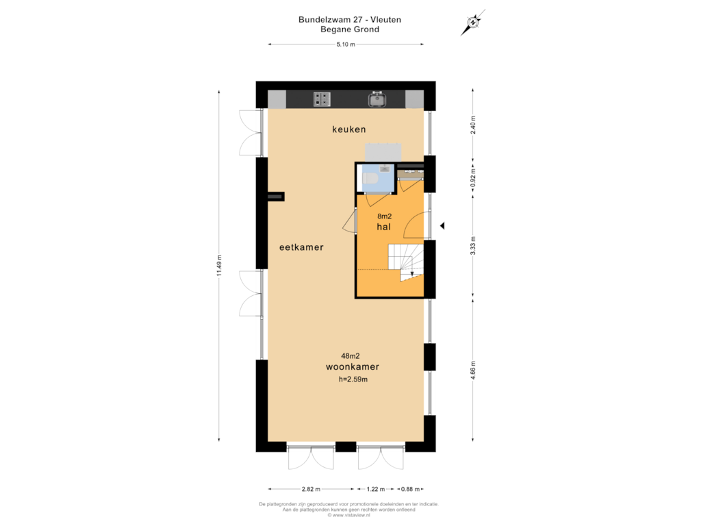 Bekijk plattegrond van BEGANE GROND van Bundelzwam 27