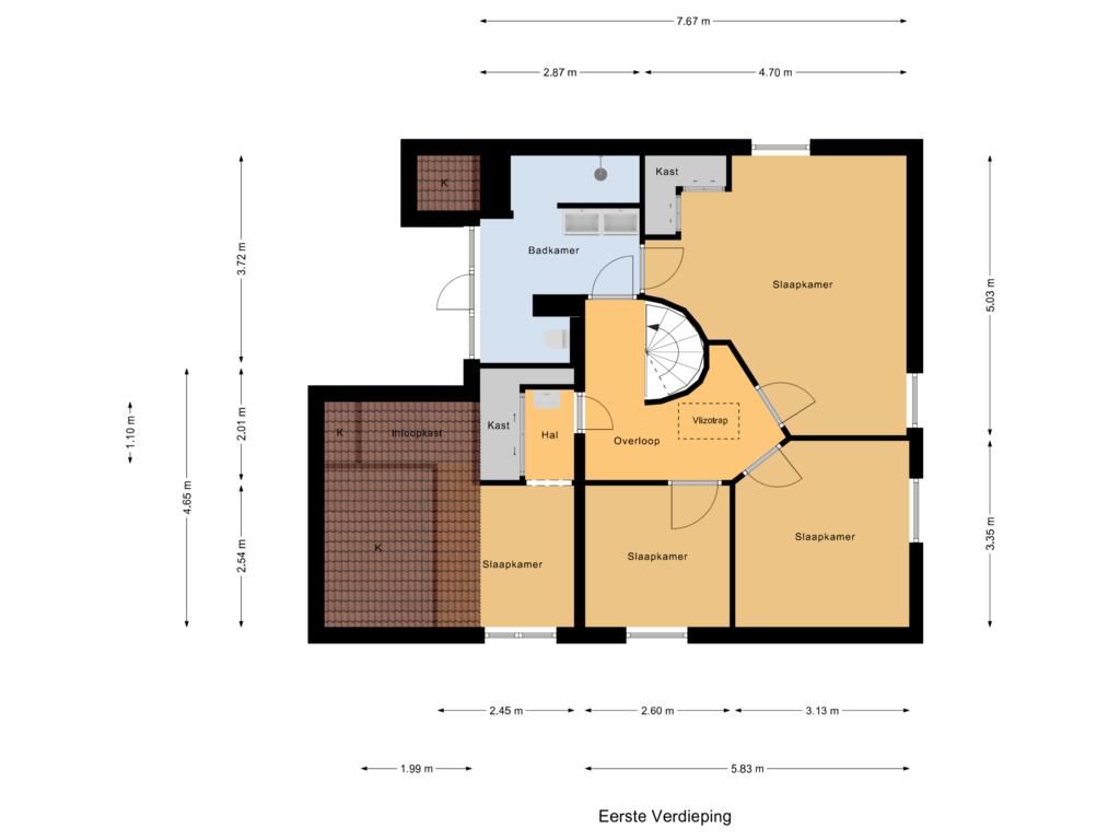 View floorplan of Eerste Verdieping of Röntgenstraat 29