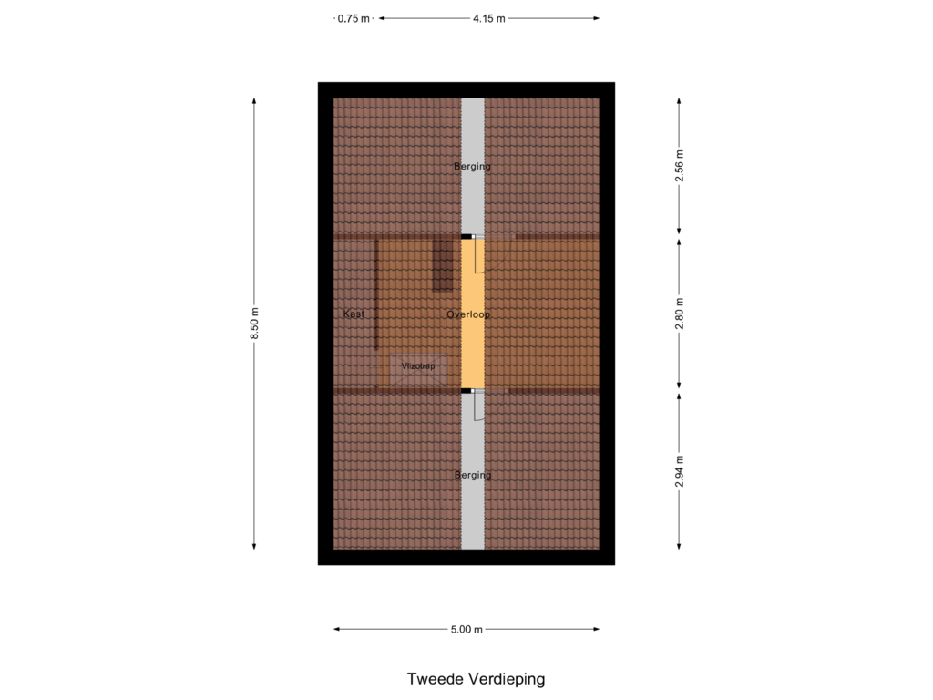 View floorplan of Tweede Verdieping of Röntgenstraat 29