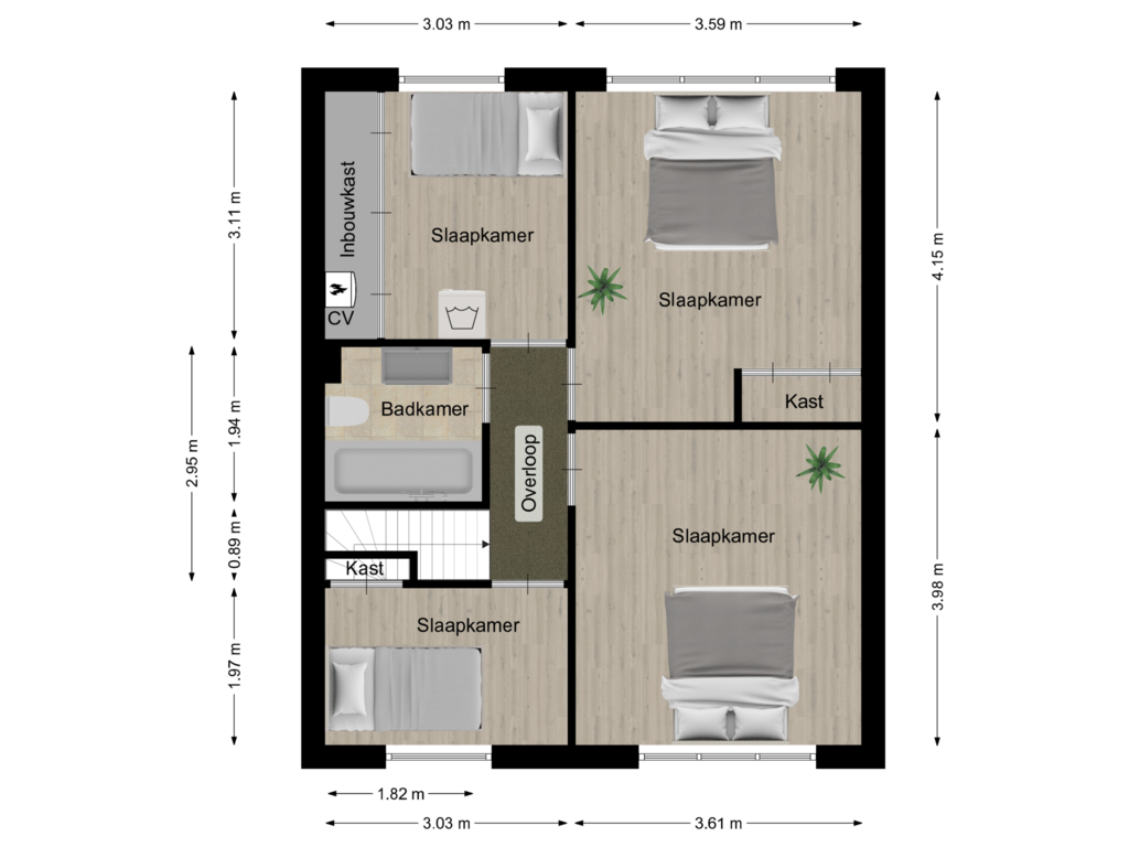 View floorplan of Eerste verdieping of Meijgatenstraat 17