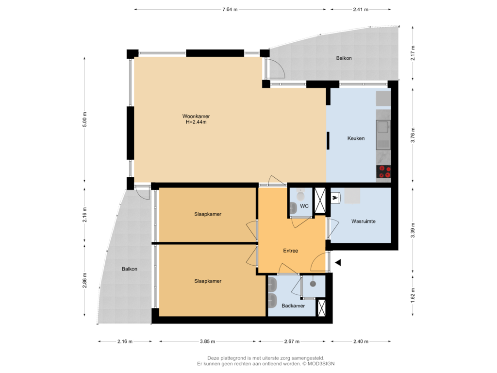 Bekijk plattegrond van Apartement van Diakenhuisweg 77