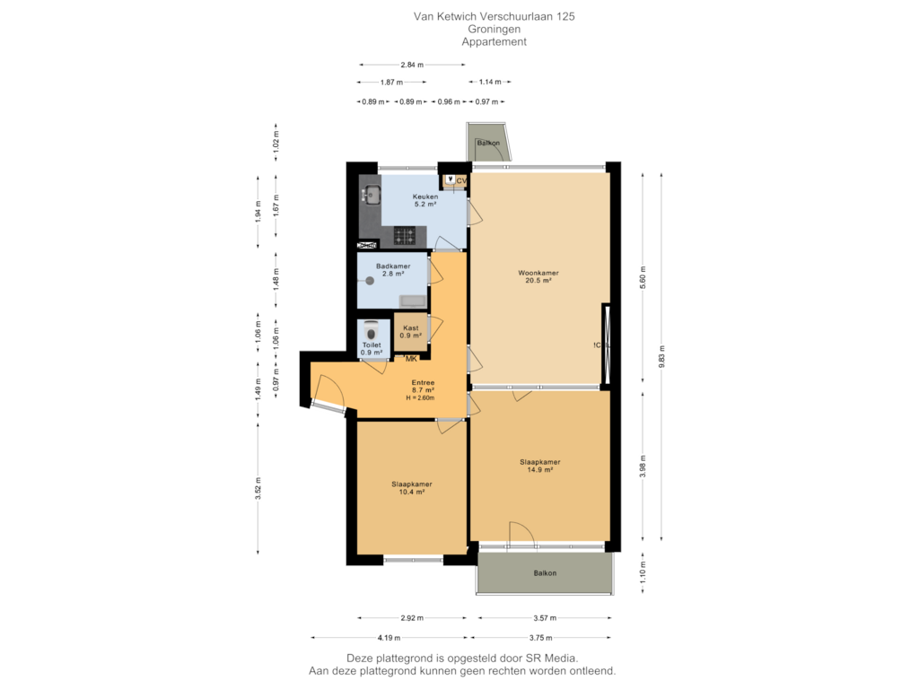 Bekijk plattegrond van Appartement van Van Ketwich Verschuurlaan 125