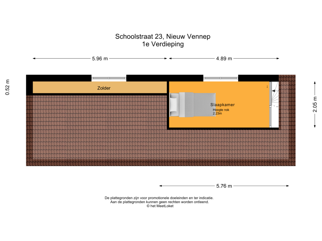 Bekijk plattegrond van 1e Verdieping van Schoolstraat 23