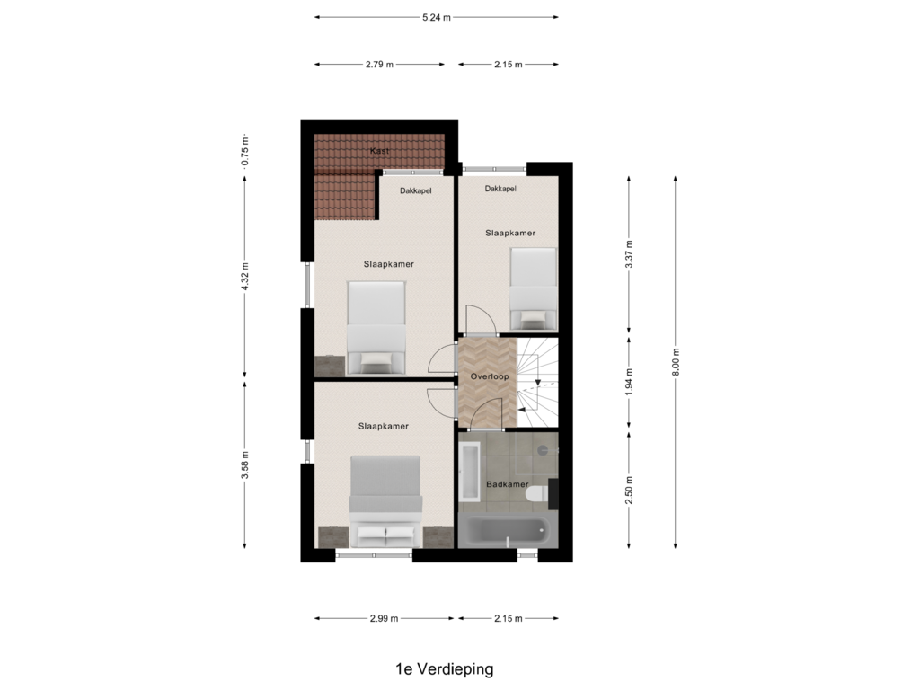 Bekijk plattegrond van 1e Verdieping van Lupine 6