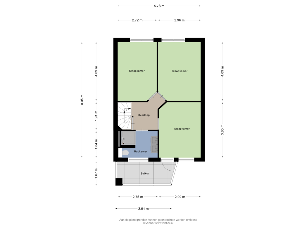 View floorplan of Eerste verdieping of Dr. Christine Baderstraat 50