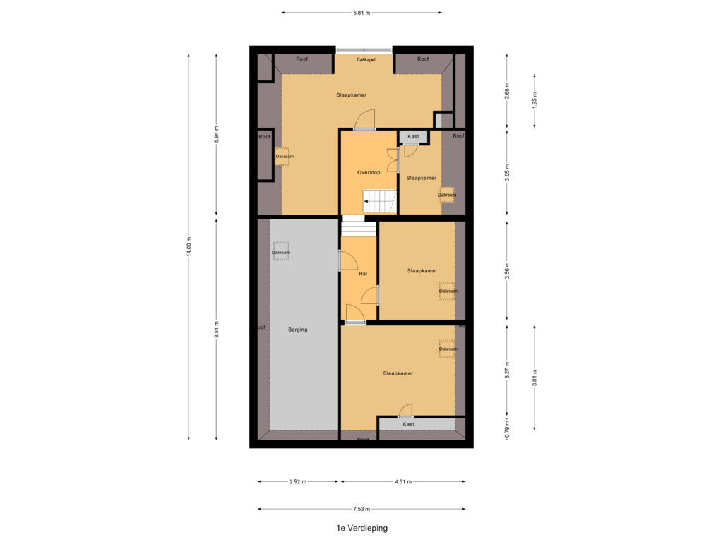 Bekijk plattegrond van 1e Verdieping van 't Noard 56