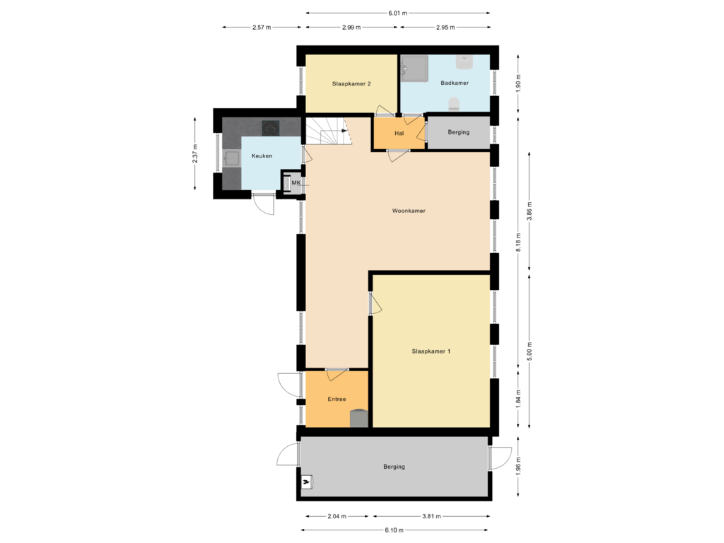 Bekijk plattegrond van Begane grond van Krommenieërweg 62