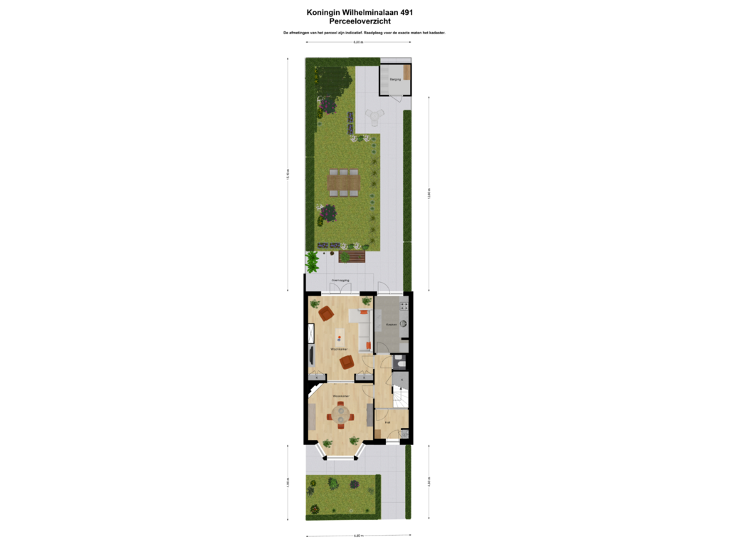 Bekijk plattegrond van Perceeloverzicht van Koningin Wilhelminalaan 491