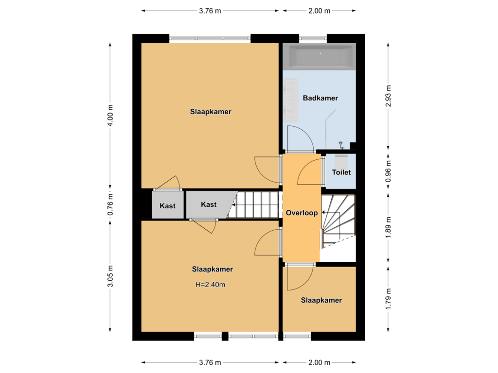 Bekijk plattegrond van Eerste Verdieping van Cartesiusstraat 5