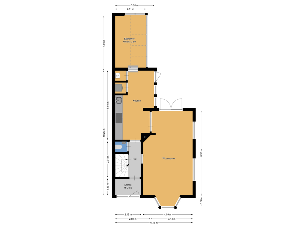 Bekijk plattegrond van Begane grond van Oud Blaricumerweg 20