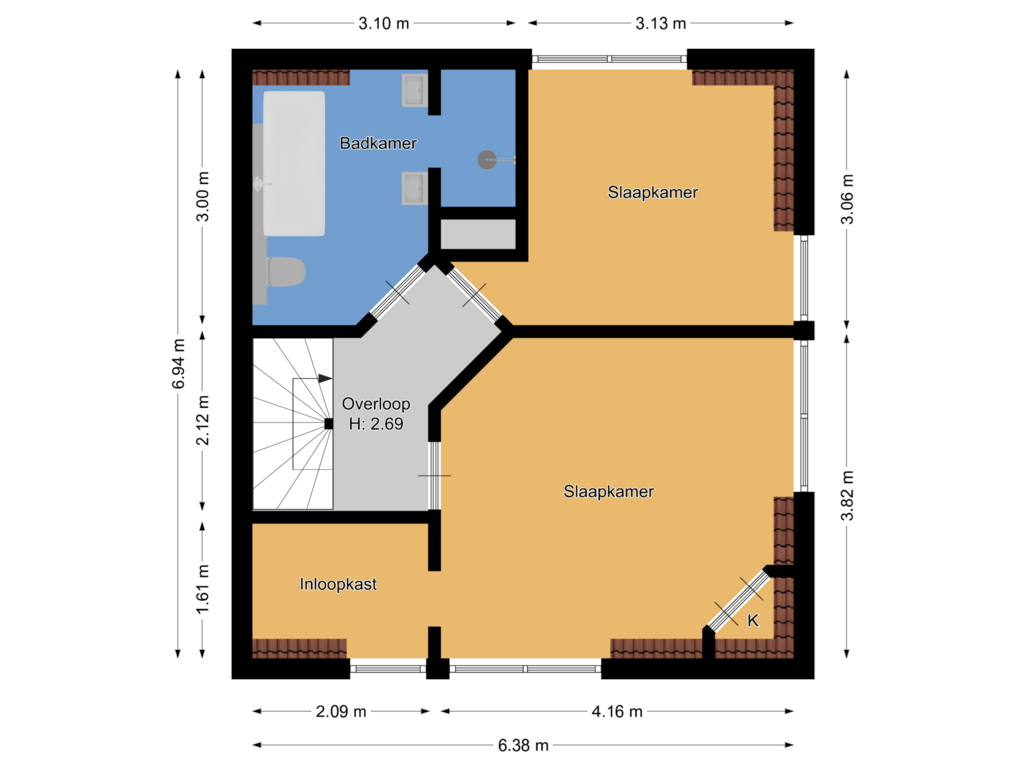 Bekijk plattegrond van Eerste verdieping van Oud Blaricumerweg 20