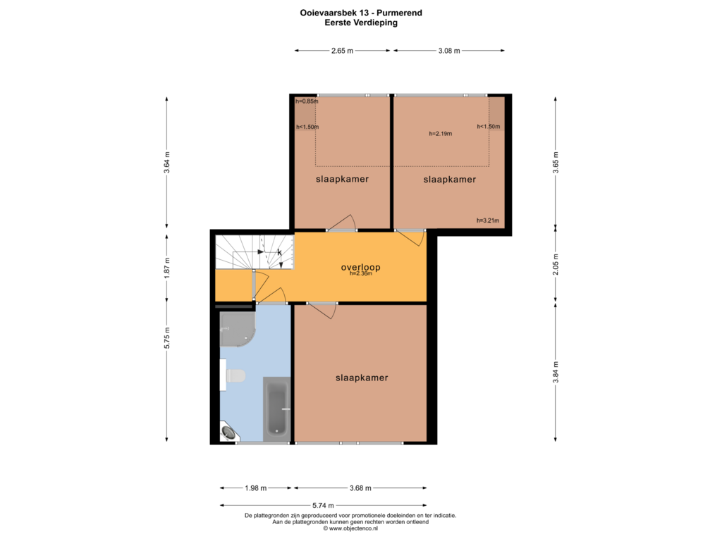 Bekijk plattegrond van EERSTE VERDIEPING van Ooievaarsbek 13